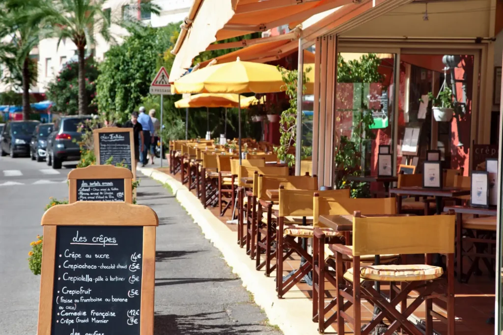 french restaurant scene with menu board Web V